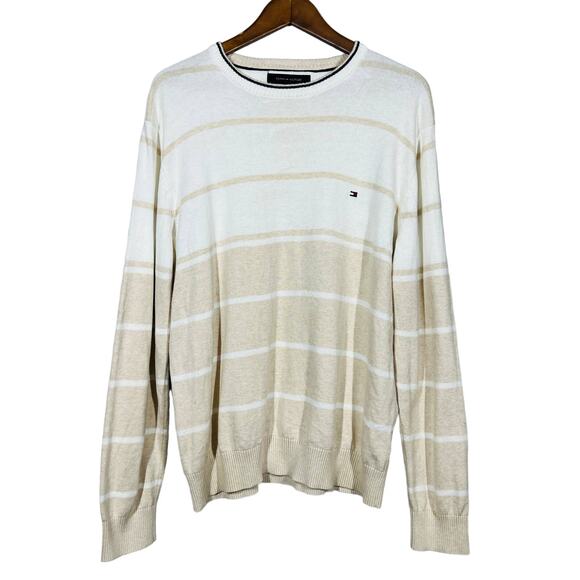 Vintage 90s Tommy Hilfiger Crewneck Light Sweater Stripe - L - Picture 1 of 3